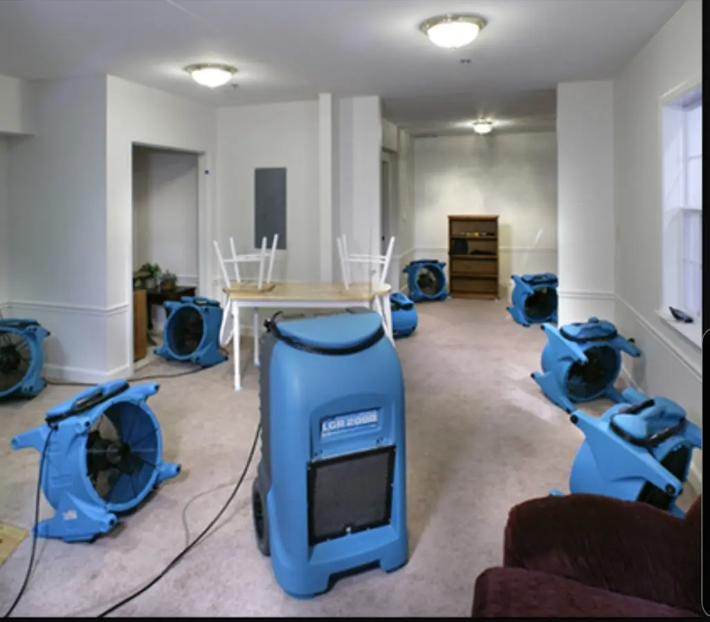 Air movers and dehumidifier setup for Water Damage Restoration in Inglewood